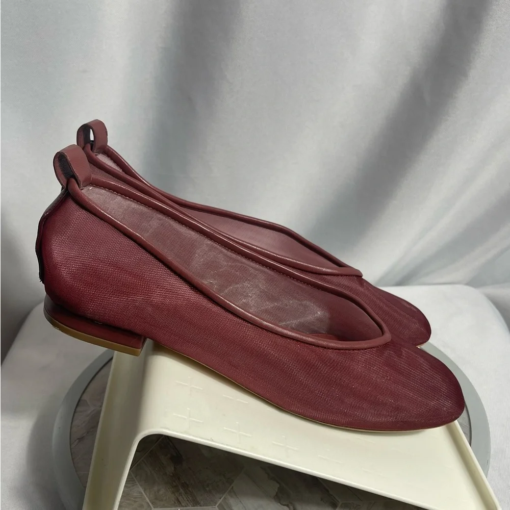 Delman Women's Burgundy Flats - Picture 2 of 5